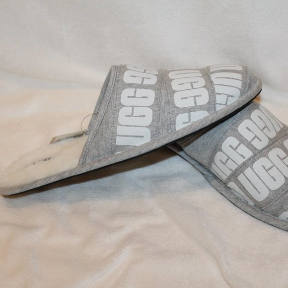 NIB UGG MEN\'S GRAPHIC BAND LOGO SCUFF‎ SLIPPERS GRAY main image 7